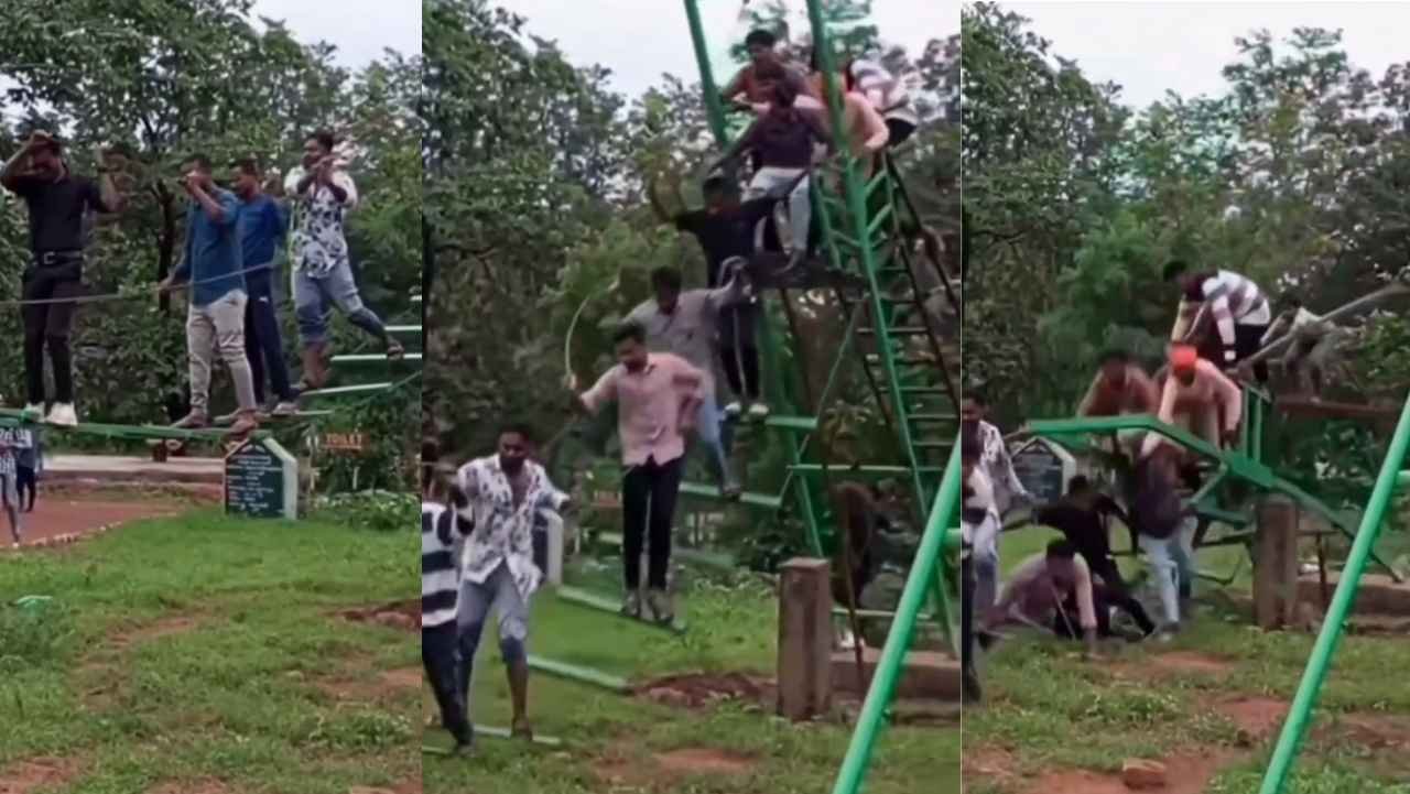 धमतरी के नरहरा वाटरफॉल में बड़ा हादसा: Adventure Rope-way झूला टूटा, कई लोग घायल