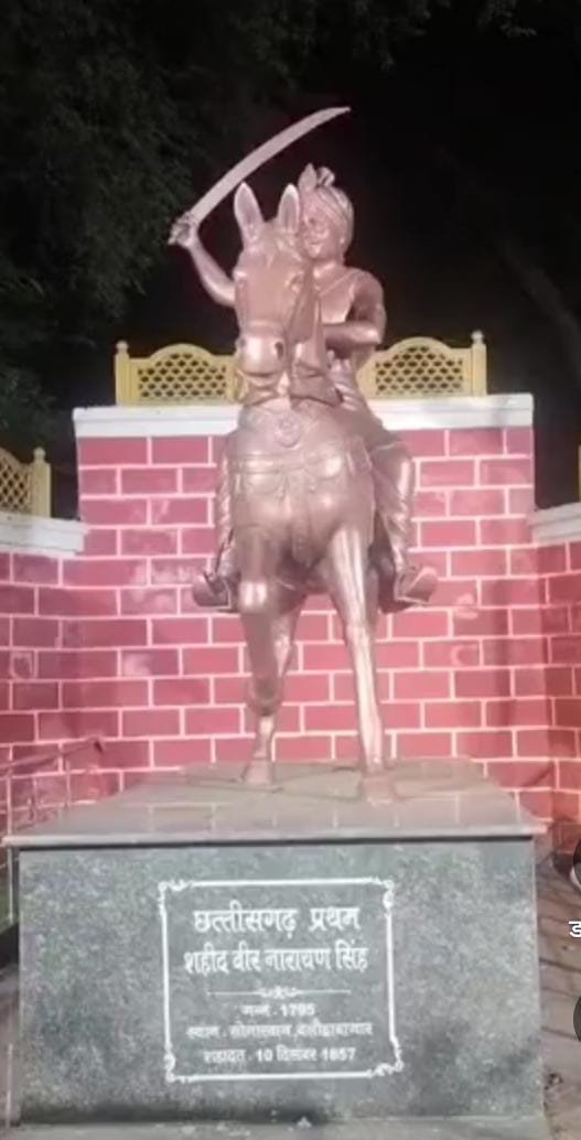 Durg में वीर नारायण सिंह की प्रतिमा पर कालिख पोतने की घटना, महिला गिरफ्तार