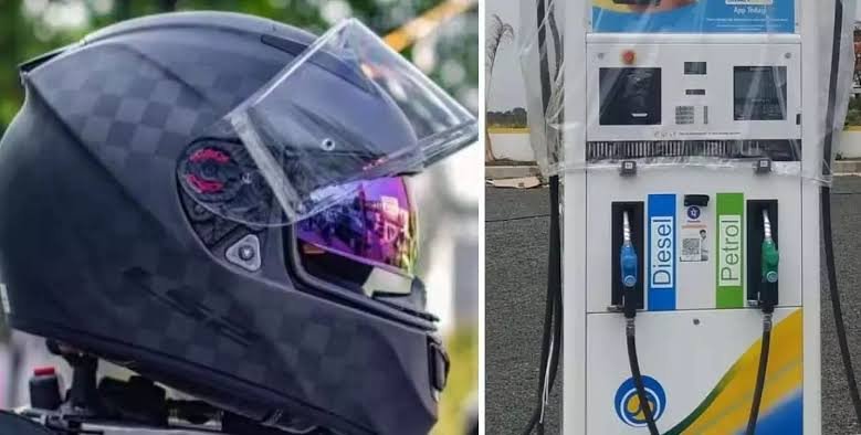 Helmet न पहनने पर Petrol देने से किया मना, हेलमेट मांगकर पेट्रोल भरवाया