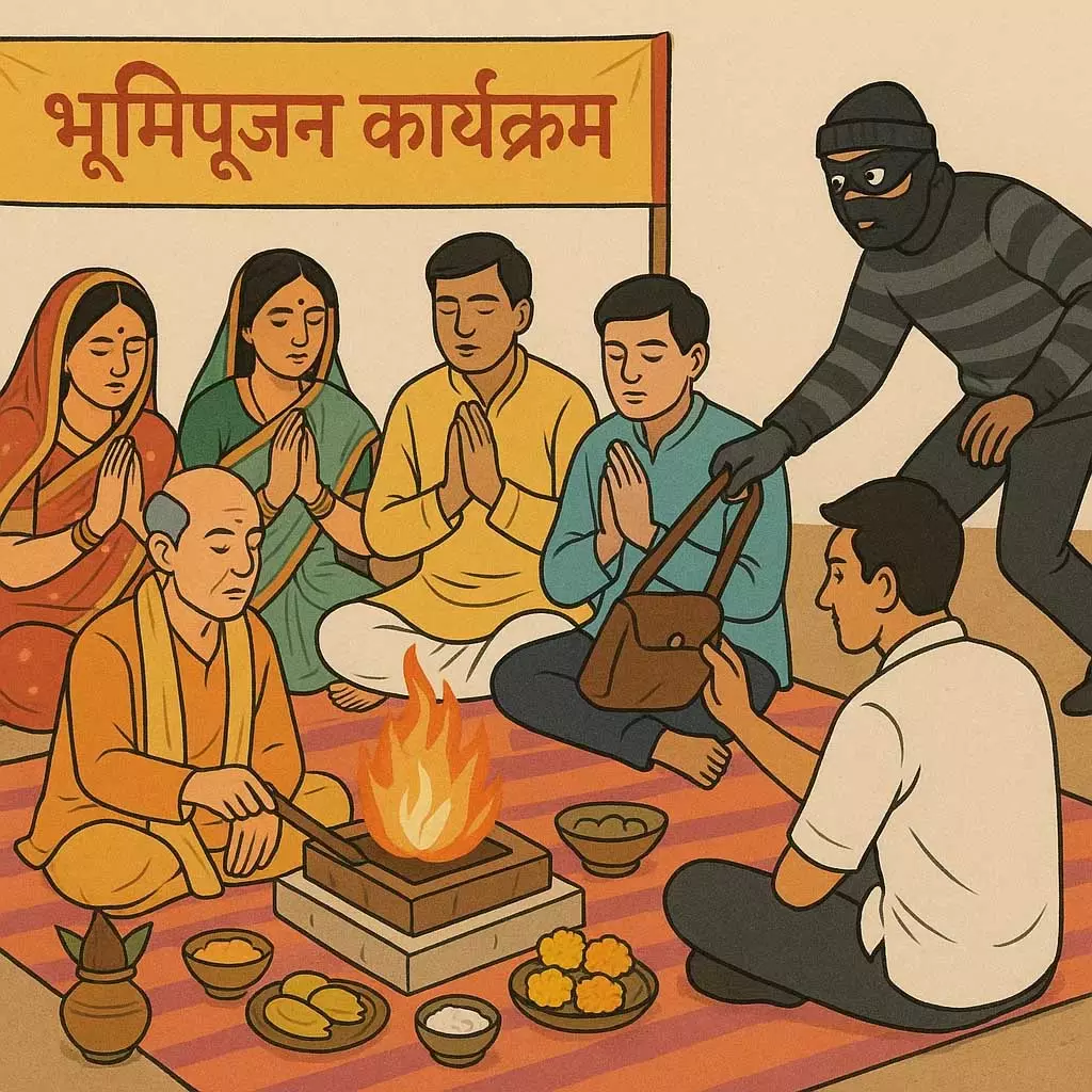 भाजपा कार्यालय के भूमिपूजन में हड़कंप, भीड़ में महिला मोर्चा की दो कार्यकर्ताओं के गहने चोरी