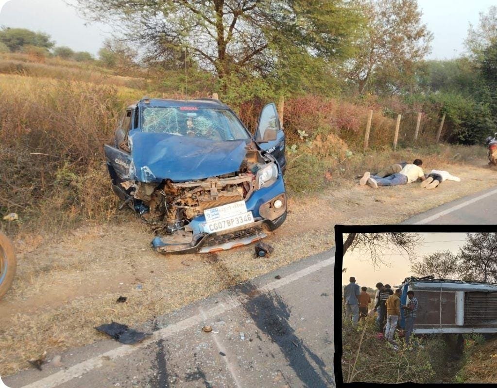 तेज रफ्तार का कहर! जांजगीर-चांपा में बस–कार की भिड़ंत, 25 से अधिक यात्री घायल, 8 की हालत गंभीर