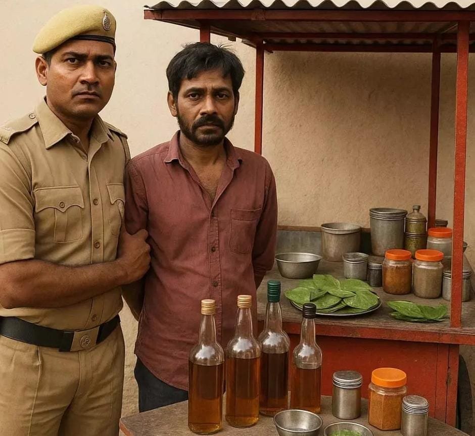 Raipur में पान ठेला संचालक गिरफ्तार: अवैध शराब पिलाने का आरोप