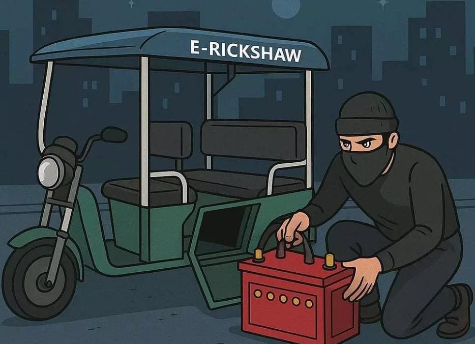 ई-रिक्शा से बैटरी चोरी, महिला चालक ने थाने में दर्ज कराई रिपोर्ट, पुलिस ने जांच शुरू की