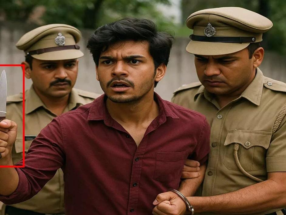 मेन रोड पर चाकू लहराकर लोगों को धमकाता युवक गिरफ्तार